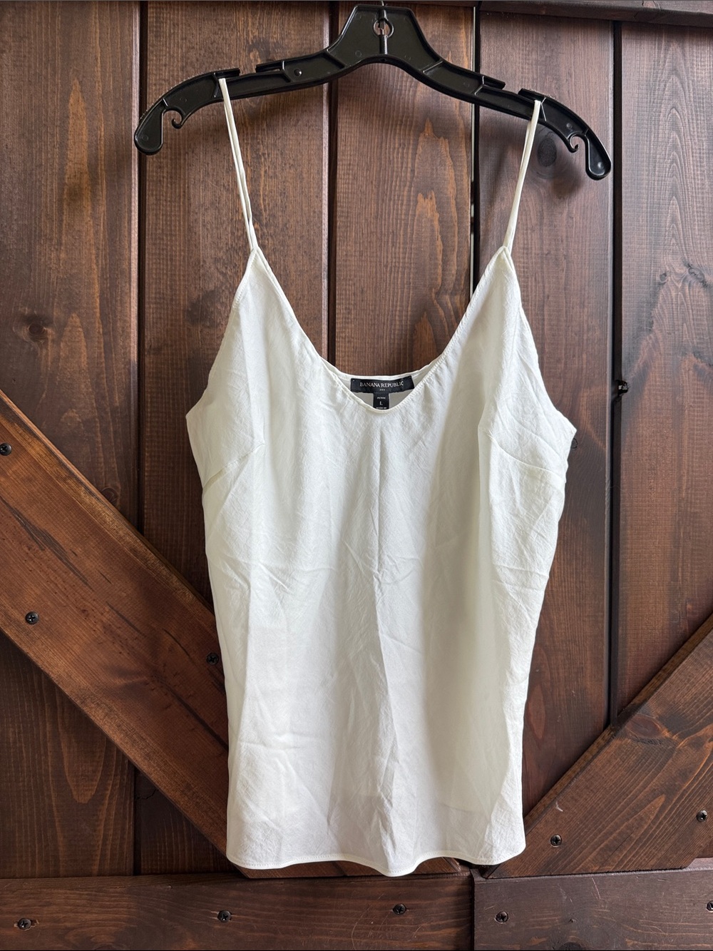 Banana Republic White V-Neck Silk-Blend Cami